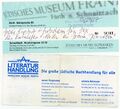 Eintrittskarte zum Jüdischen Museum Franken, Juli 2007