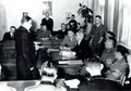 Sitzung der "Deutschen Volkslisten" in Thorn am 22. Oktober 1942; Sitzungsleiter OB Jakob, rechts Gauleiter Forster und Joseph Goebbels