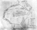 Lageplan der  und der ehem.  rechts oberhalb der Kirche, Plan von 1812