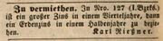 Mietanzeige Rießner, Fürther Tagblatt, 27.05.1845.jpg