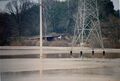 Hochwasser bei <!--LINK'" 0:112-->, Blick in den überschwemmten Wiesengrund auf die östliche Talseite, Feb. 1987