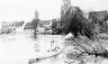 Kajakfahrt bei  Hochwasser, Bildmitte  oben mit Storchenhaus , 1935
