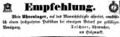 Zeitungsanzeige des Uhrmachers , August 1856