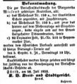 Verkauf des Wiesend-Nachlasses, Fürther Tagblatt 10. August 1853