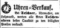 Zeitungsanzeige des Uhrmachers <!--LINK'" 0:47-->, September 1855