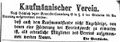 Anzeige Kaufmännischer Verein, Fürther Tagblatt 4. Januar 1872