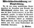 Wirtschaftseröffnung in der <!--LINK'" 0:23--> bei Tochtermann, September 1857
