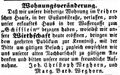 Zeitungsannonce der Wirtsleute Weghorn zum "<!--LINK'" 0:13-->, November 1851