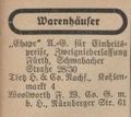 Eintrag im Fürther Adressbuch 1931 der Kaufhäuser wie <!--LINK'" 0:14-->, "Ehape" <!--LINK'" 0:15--> und <!--LINK'" 0:16--> in der <a class="mw-selflink selflink">Nürnberger Straße 61</a>