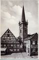 Blick auf die Kirche St. Johannis und Gaststätte <!--LINK'" 0:55--> in Burgfarrnbach, ca. 1950