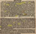 Übersetzung der Grabinschrift B. Fränkels nach A. Würfel, 1754