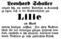 Zeitungsannonce des Wirts , August 1853