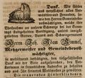 Traueranzeige für den Metzgermeister und Gemeindebevollmächtigten , Januar 1847
