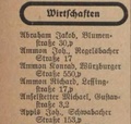 alle Fürther Wirte alphabetisch geordnet mit Namen und Anschrift aus dem Fürther Adressbuch 1931