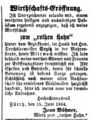 Eröffnung Gaststätte "Roter Hahn" in der Mohrenstraße, Tagblatt, 15. Juni 1864