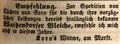 Zeitungsanzeige der Witwe des Buchhändlers , April 1848