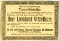 Todesanzeige Leonhard Vitzethum, 1919