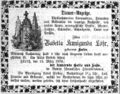 Traueranzeige für Babetta Kunigunda Löhr, März 1876