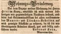 Zeitungsanzeige des Maurermeisters , Mai 1850