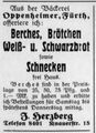 Anzeige in <i>Nürnberger Israelitisches Gemeindeblatt</i> 1926