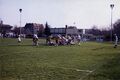 2. Ligaspiel zwischen "Fürth Buffalos" (in gelb) gegen "Stuttgart Scorpions" am 19. März 1989 (im Hintergrund die ehem. <a class="mw-selflink selflink">MTV Grundig-Halle</a> und Eckgebäude <!--LINK'" 0:15-->)
