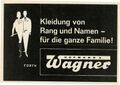 Werbung vom Bekleidungshaus Hofmann und Wagner in der Schülerzeitung  Nr. 3 1966