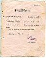 Impfschein Impfbezirk Stadt Fürth vom 12.5.1914