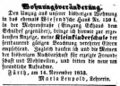  im ehemaligen Wiesend-Haus, Fürther Tagblatt 15. November 1853