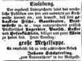 Zeitungsanzeige von Johann Schüpferling, Wirt "zum Sonnenschein" in der damaligen , September 1865