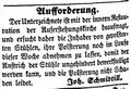 Zeitungsanzeige des Tünchers Joh. Schmidtill, September 1854