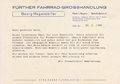 Geschäftsbrief der Fa. Fahrrad Hegendörfer von 1960