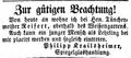 Der Spiegelglashändler <a class="mw-selflink selflink">Philipp Krailsheimer</a> zieht in das Haus des Tünchermeisters Reifert, Mai 1854