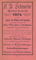 Möbelfabrik H.D. Schmerler, ehemals Königswarterstr. 8, Werbeanzeige von 1898