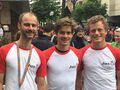 Das Laufteam der <!--LINK'" 0:17--> bestehend aus <!--LINK'" 0:18-->, Felix Scheuenstuhl und Lukas Rentschler nach der Teilnahme am Metropolmarathon am 21. Juni 2015