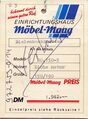 Preisschild für eine Dielenkombination aus Eiche (natur) bei Möbel Maag in Dambach, ca. 1995