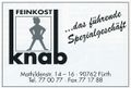 Werbung der Fa. <a class="mw-selflink selflink">Feinkost Knab</a>, Mathildenstraße 14/16, von 1995