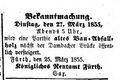 Bekanntmachung Sax zu Bauabfallholz, Fürther Tagblatt 27. März 1855