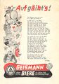 Faschingswerbung der Brauerei Geismann von 1937 mit Mundartgedicht