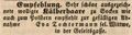 Zeitungsannonce von Eva Tochtermann, Oktober 1848