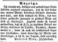 Zeitungsannonce des Filzfabrikanten <!--LINK'" 0:15-->, Februar 1852