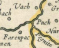Ausschnitt aus der Karte ""Nova Franconiae Descriptio" von 1626 mit Vach und "Farenpac"