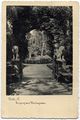 Ansichtskarte vom Eingang zum Klostergarten im <a class="mw-selflink selflink">Stadtpark</a>. Die beiden Löwen wurden 1911 von  gestiftet, gel. 1939