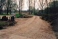 Bautrasse im Wiesengrund für das Regenüberlaufbecken im , April 2000