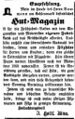 Zeitungsanzeige des Filzfabrikanten <!--LINK'" 0:5-->, März 1860