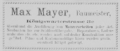 Werbeanzeige von Baumeister Max Mayer im Adressbuch von 1889