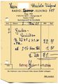 Rechnung der Firma Radio Sporrer  von 1961