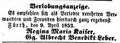 Verlobungsanzeige von <a class="mw-selflink selflink">Georg Albrecht Benedikt Leber</a>, April 1852