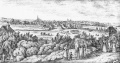 Stadtansicht von 1835, etwa vom heutigen <!--LINK'" 0:54--> aus, links im Bild der Meierskeller und rechts die heutige Gaststätte Schlössla