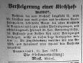 Pfr. Muck versteigert Poppenreuther Kirchhofmauer; Fränkischer Kurier 23.1.1873