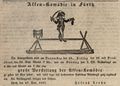 Werbeannonce für eine "Affenkomödie", 1837